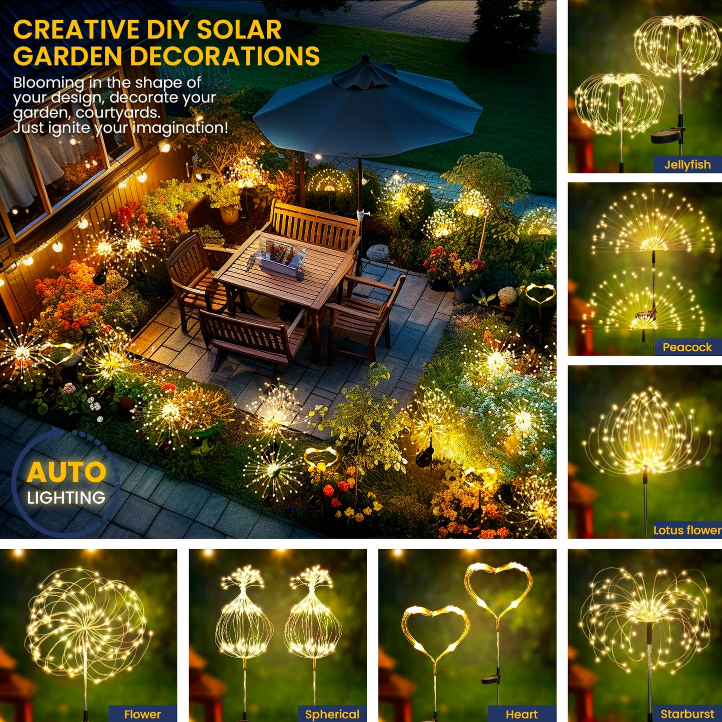 Solar Garden Fireworks Light 150LED Light
