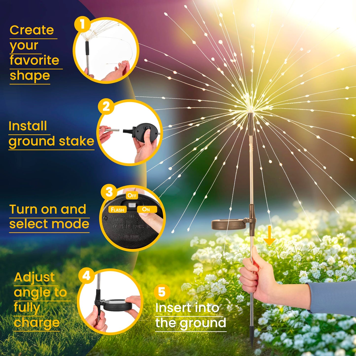 Solar Garden Fireworks Light 150LED Light